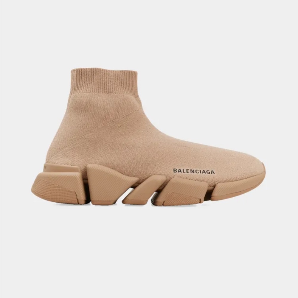 Balenciaga women’s speed 2.0 knit sock sneaker- beige